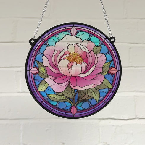 Peony Stained Glass Effect Suncatcher